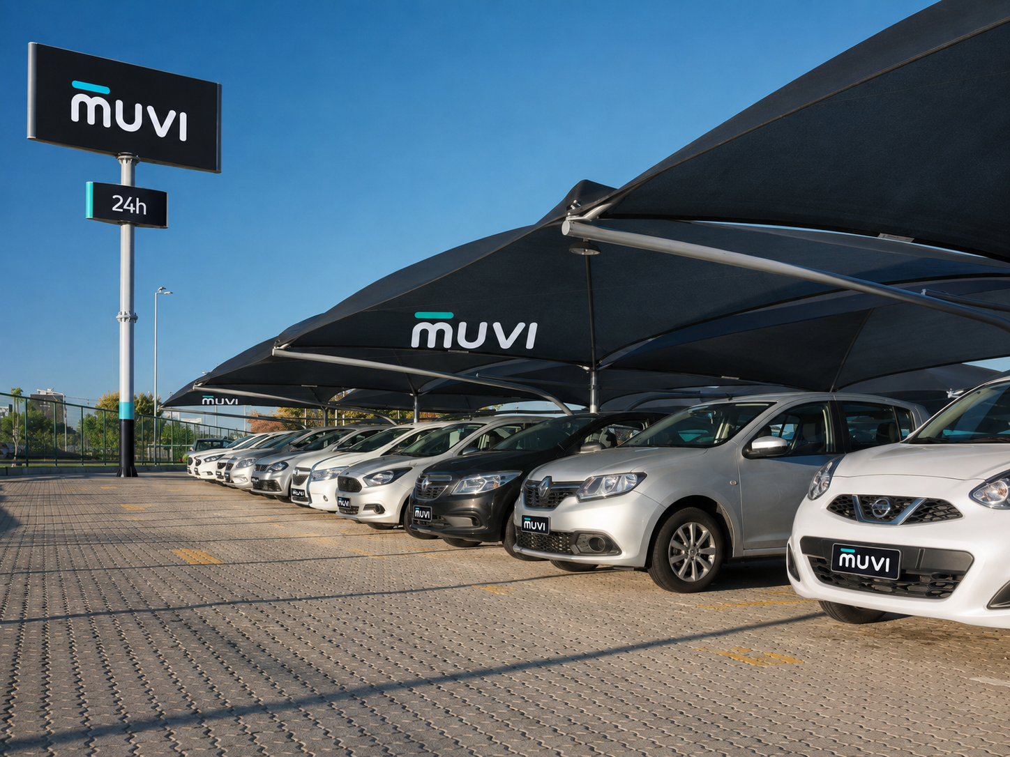 Frota MUVI em estacionamento operacional